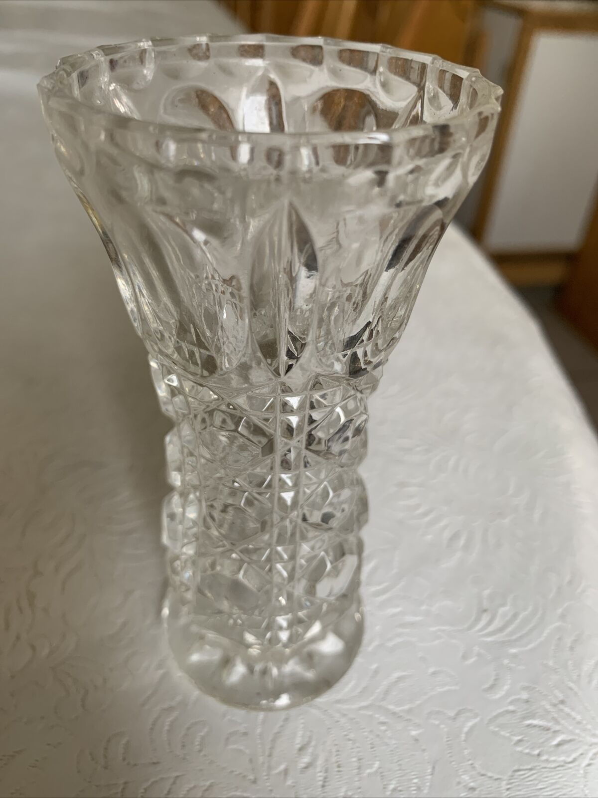 Heavy Cut Glass 5” Vase - Possibly Vintage 