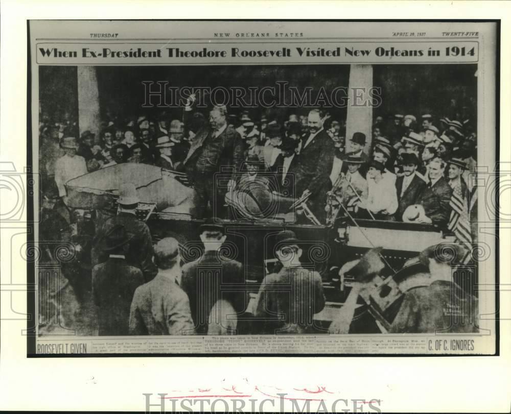 1914 Press Photo Former President Theodore Roosevelt Visits New Orleans