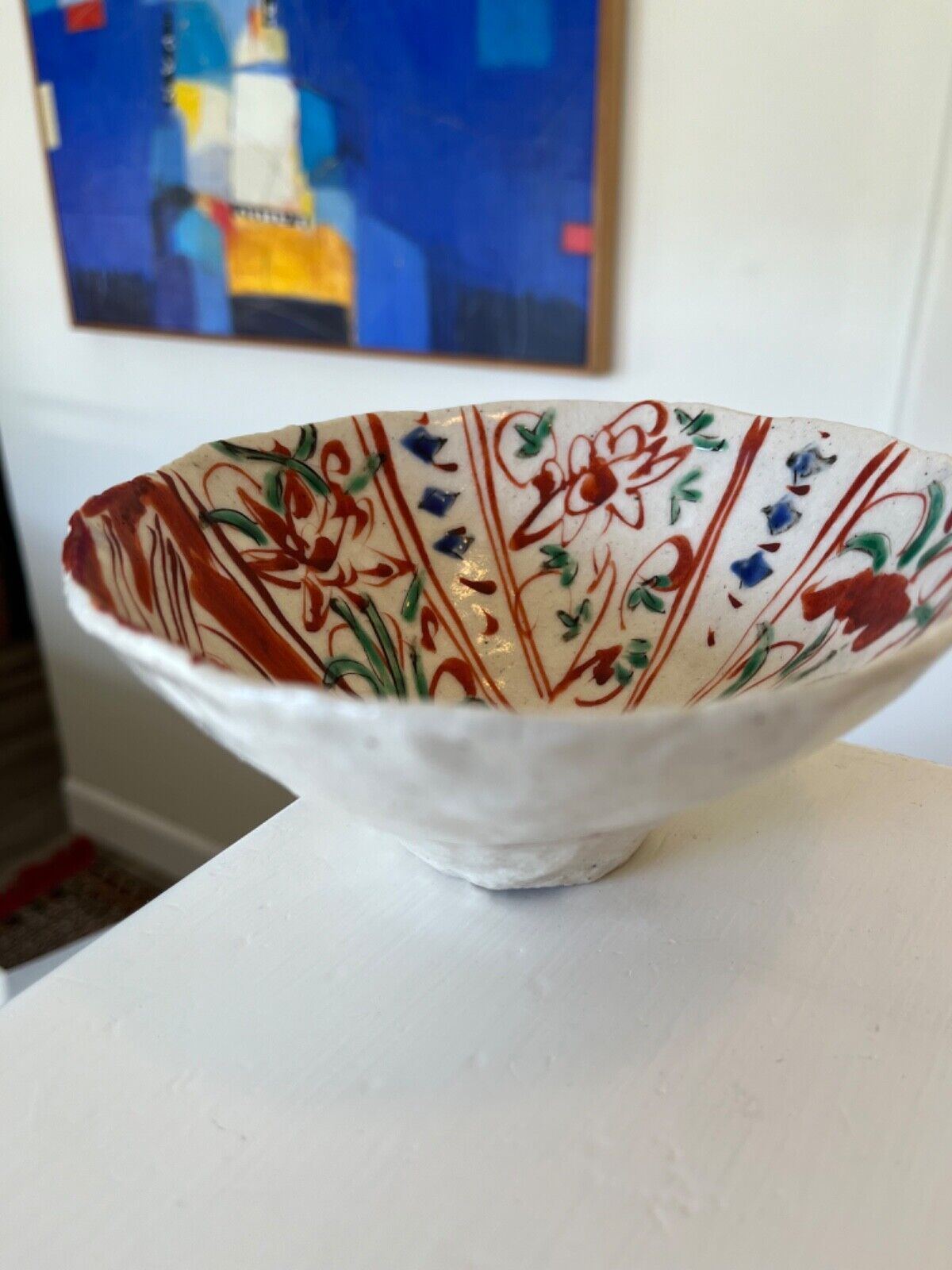 Takumi Kuroiwa Studio Art Pottery Tea Bowl Japanese over Glaze Enamel