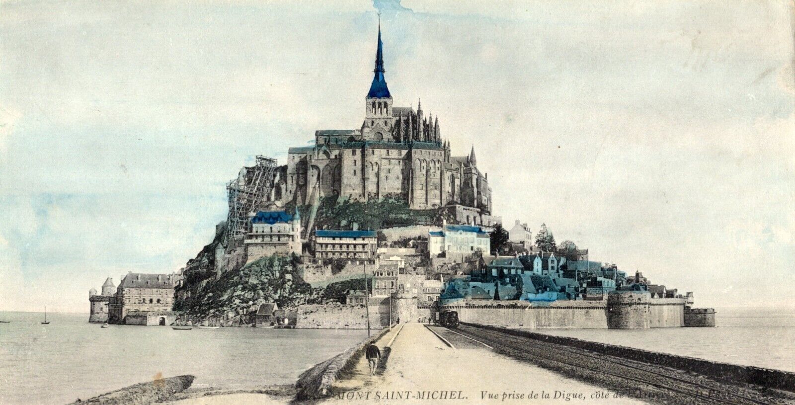 Panoramic Carte Panorama MONT SAINT MICHEL FRANCE Postcard c1910