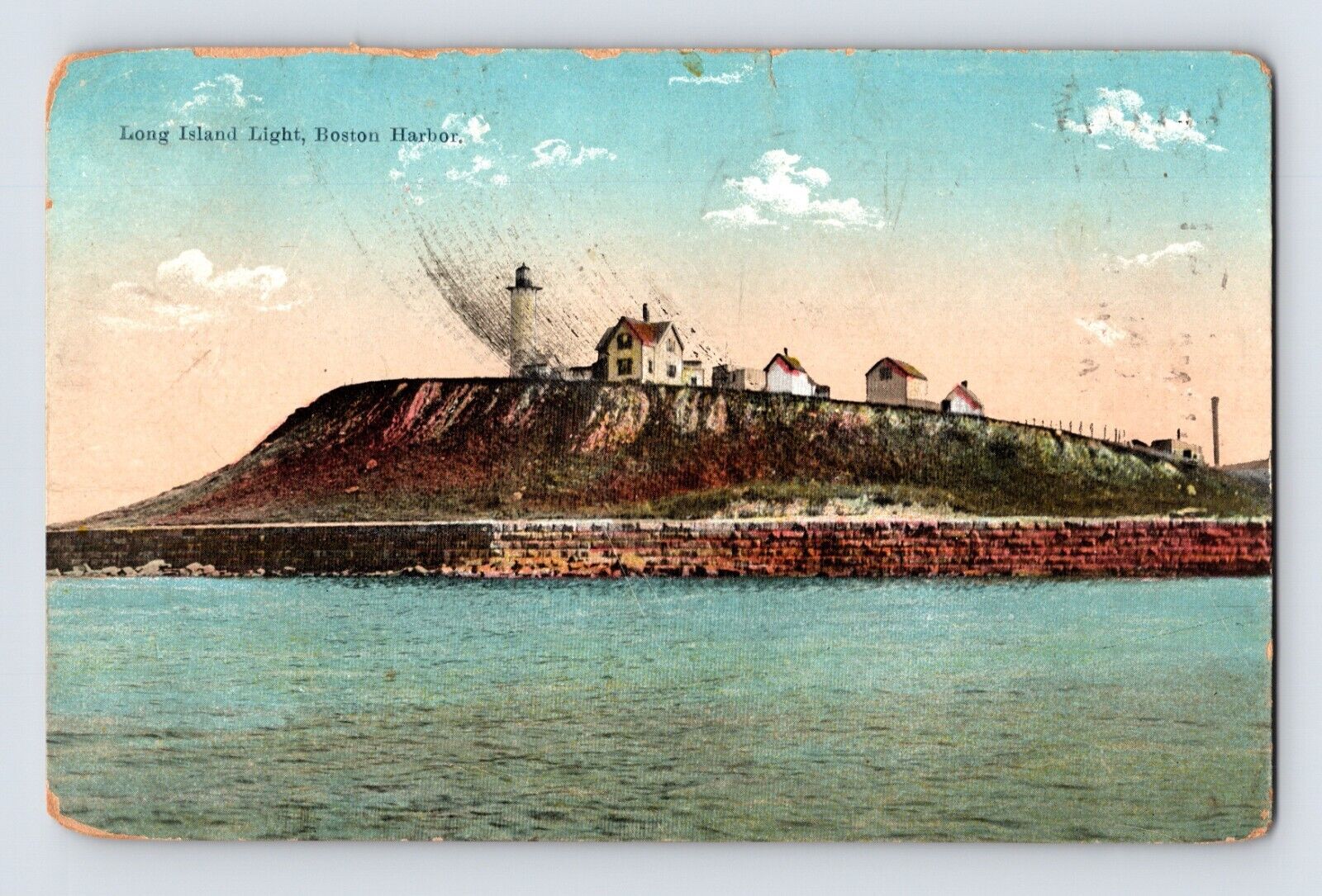 Postcard Massachusetts Boston MA Long Island Lighthouse 1914 Posted Divided Back