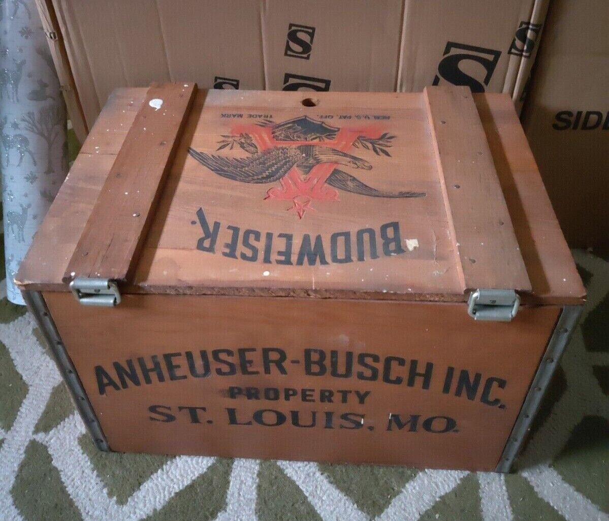 Vintage Budweiser Wooden Crate Box Centennial 1876-1976 Anheuser Busch Bud Beer