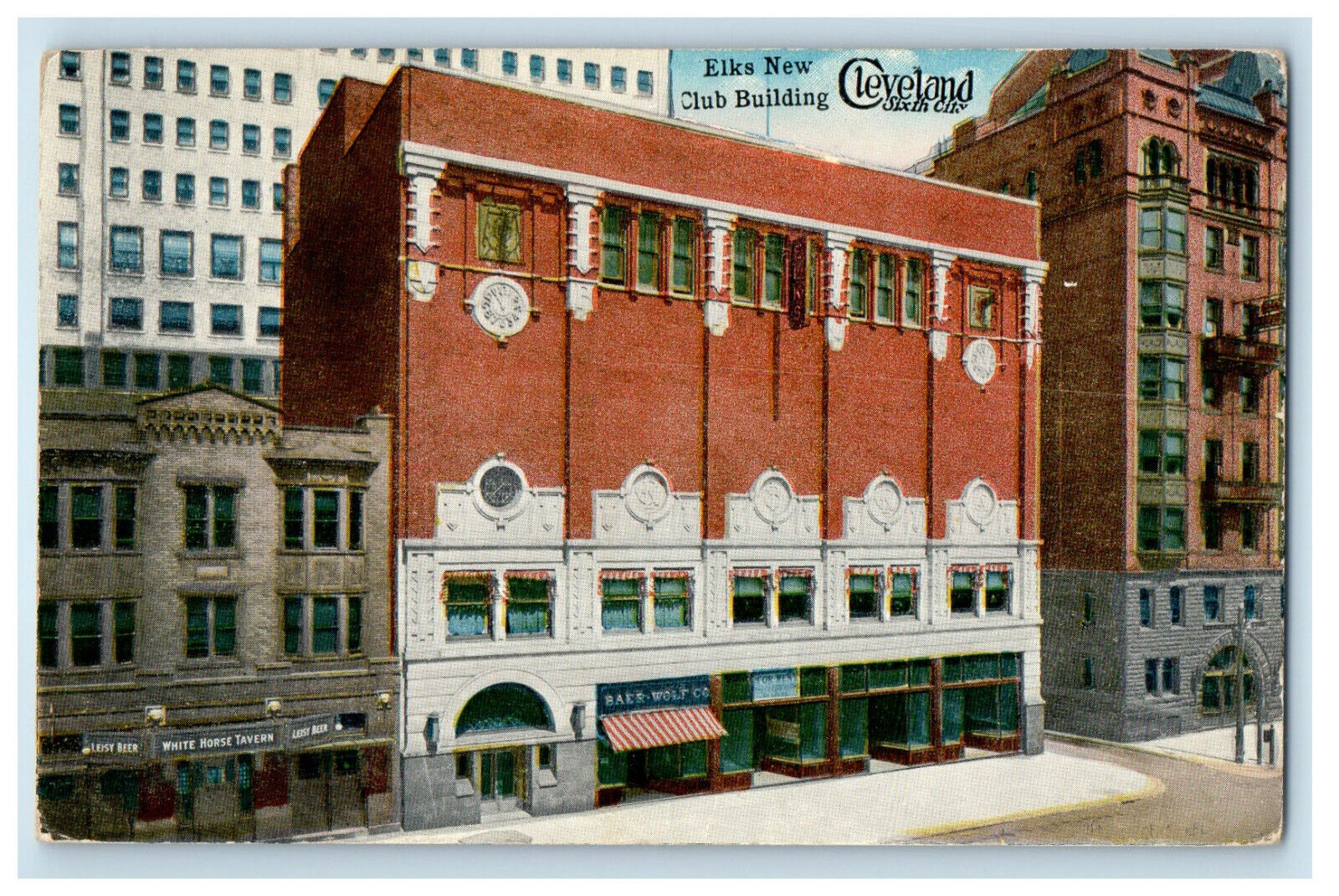 1915 Elks New Club Building Cleveland Sixth City Ohio OH Posted Postcard