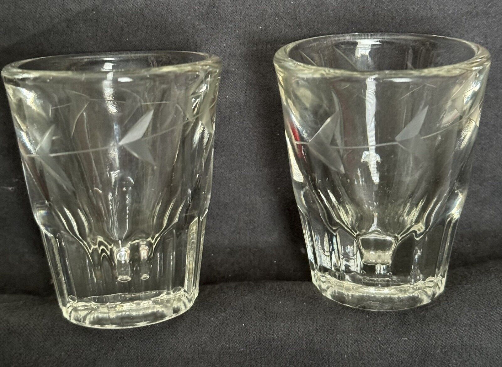 1940’s vintage Etched shot glass set of two