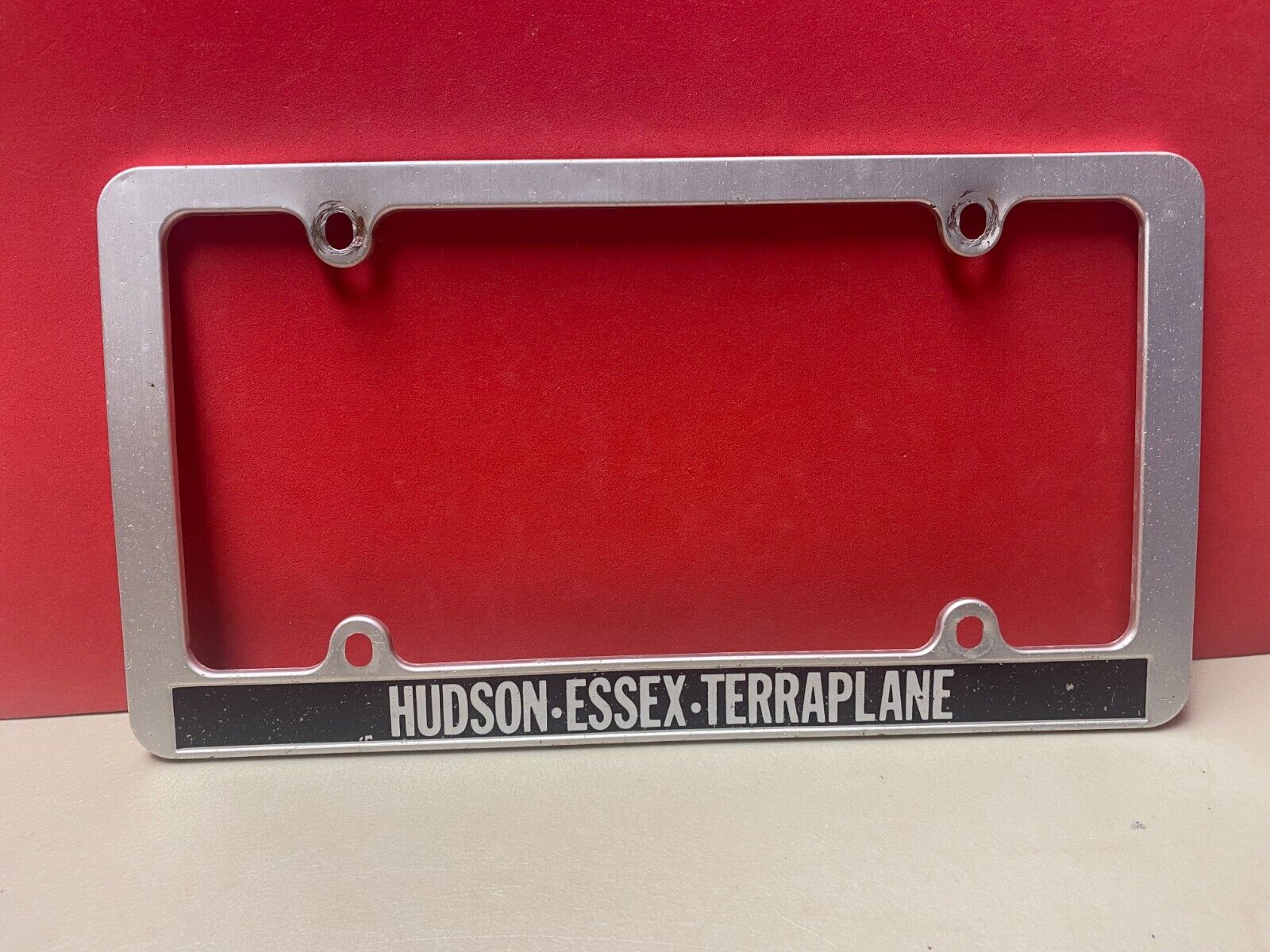 Nice used Hudson Essex Terraplane aluminum license plate frame surround rare