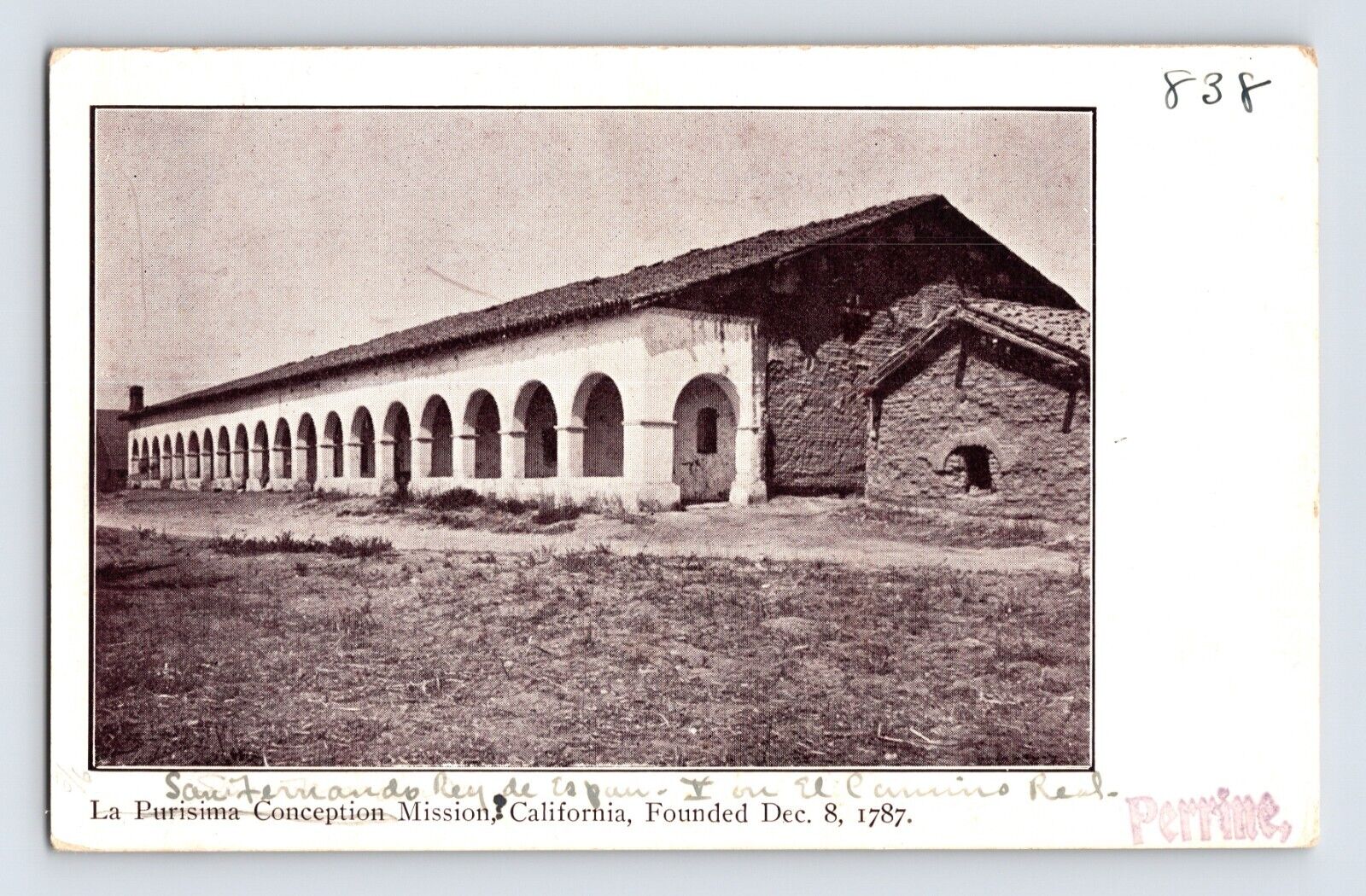 Postcard California San Fernando CA La Purisima Concepcion Mission Pre-1907