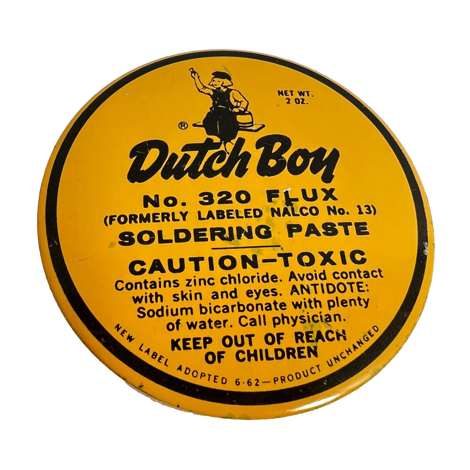 Dutch Boy Vintage Soldering Paste Orange Round Tin No 320 Flux Nalco NOS
