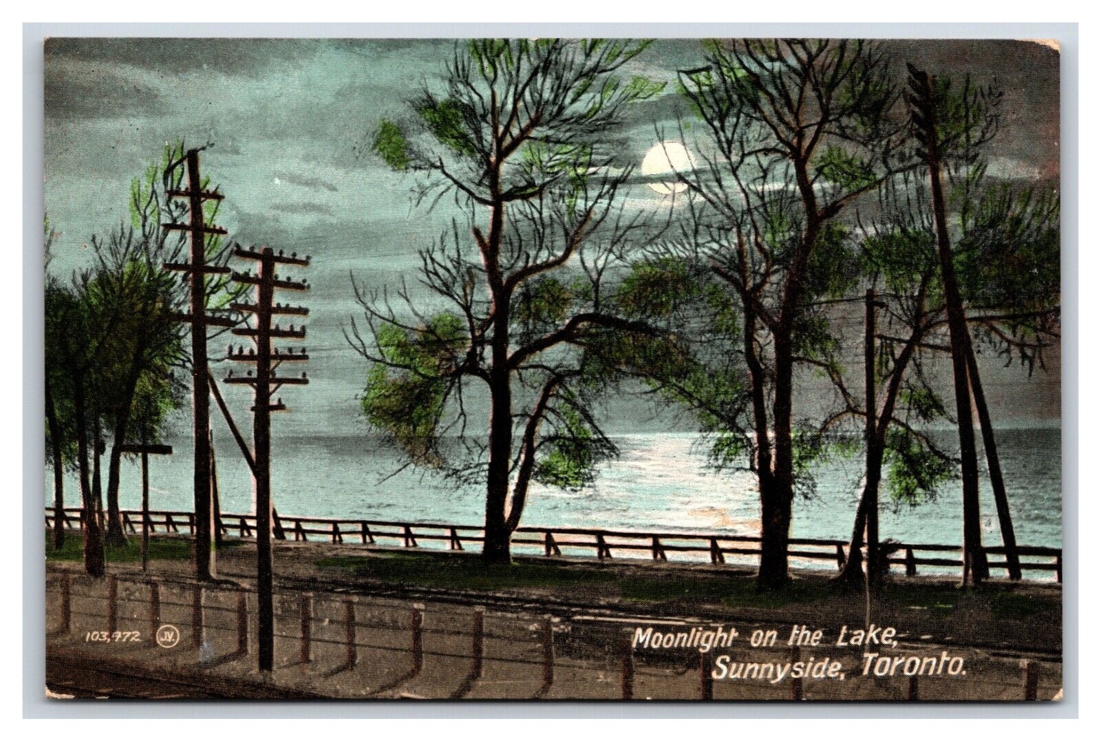 Moonlight on the Lake Sunnyside Toronto Ontario Canada  DB Postcard T6