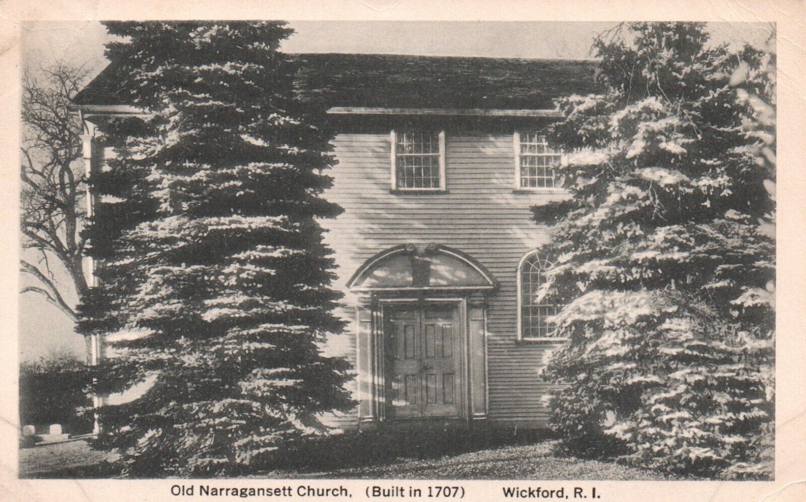 Postcard RI Wickford Rhode Island Old Narragansett Church 1933 Vintage PC e9679