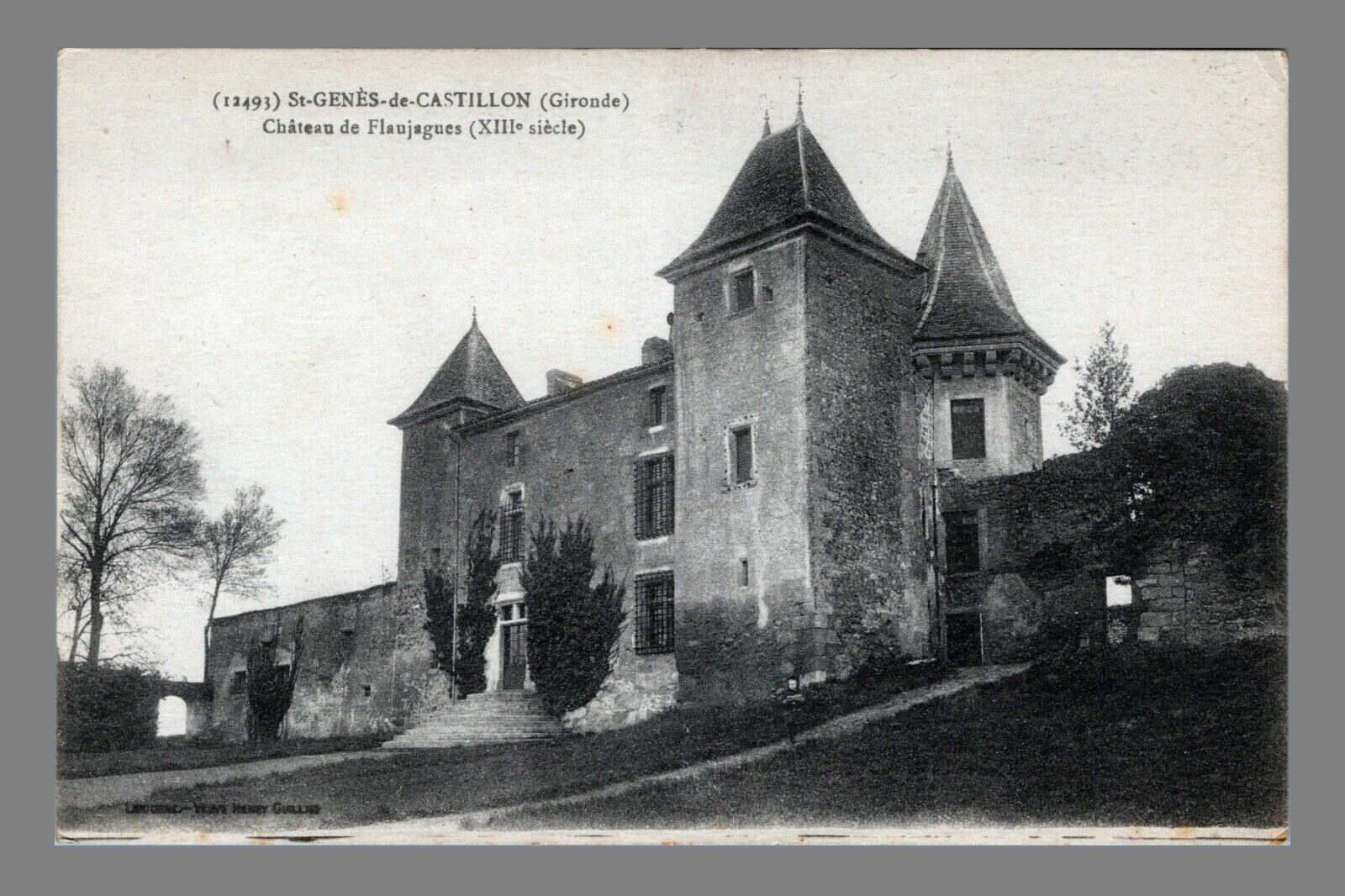 Postcard RPPC St Genes De Castillon Chateau De Flaujagues France