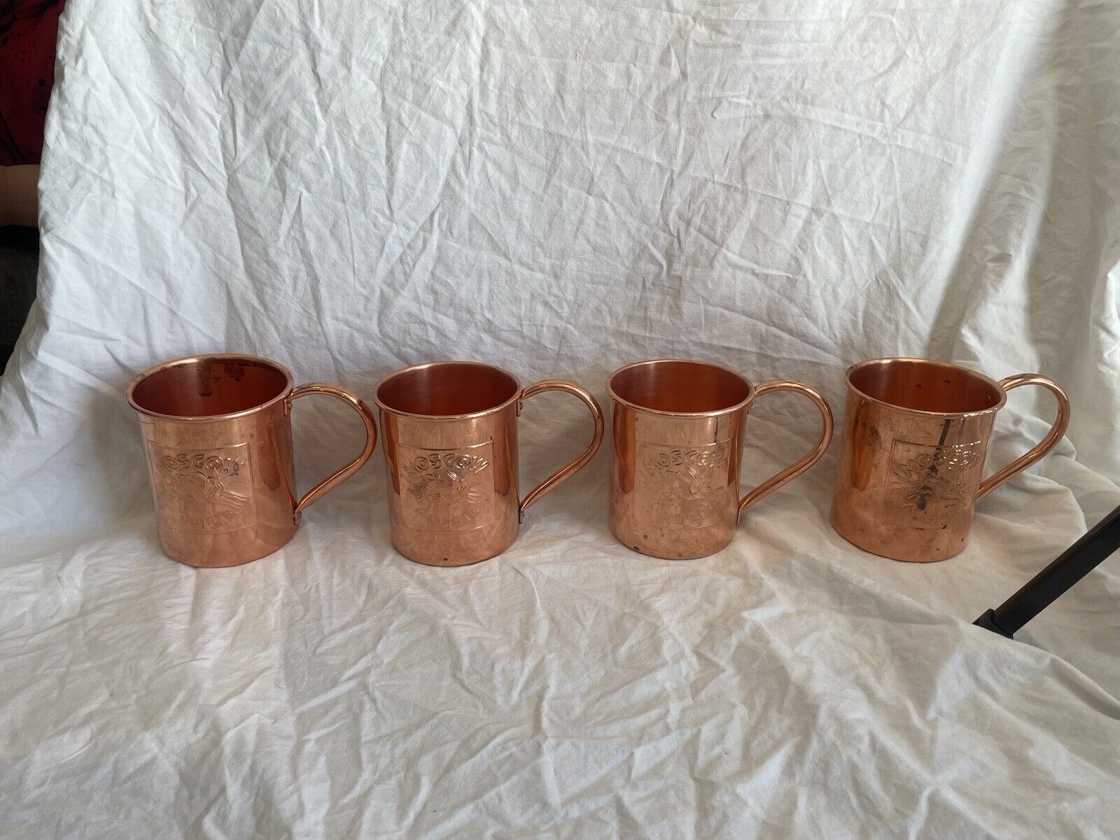 Four Vintage Paykoc Solid Copper Moscow Mule Mugs Made In Turkey 🤩