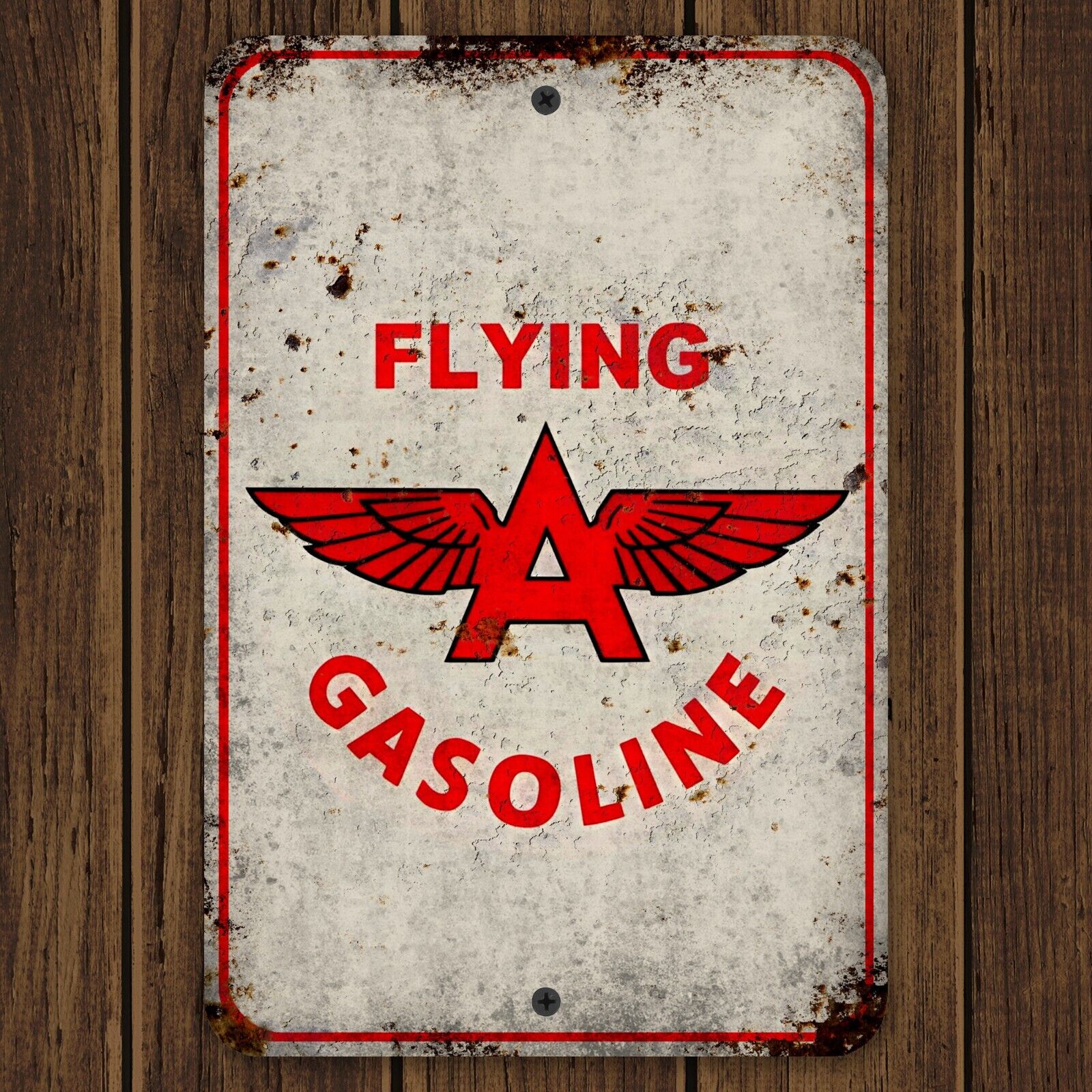 Flying A Gasoline Metal Sign Replica Vintage White 8