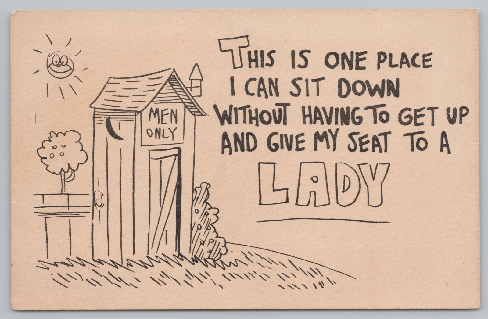 Comics~Men Only Outhouse~One Place I Can Sit & Not Give My Seat To A Lady~Vtg PC