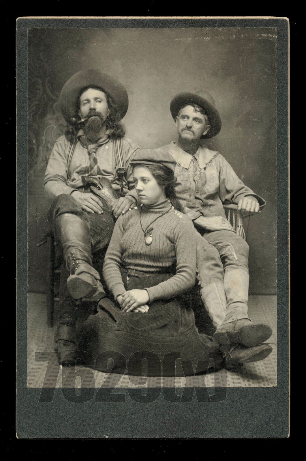 Excellent Pueblo Colorado Group Western Ranchers Cowboys, Armed 1890s Photo Rare