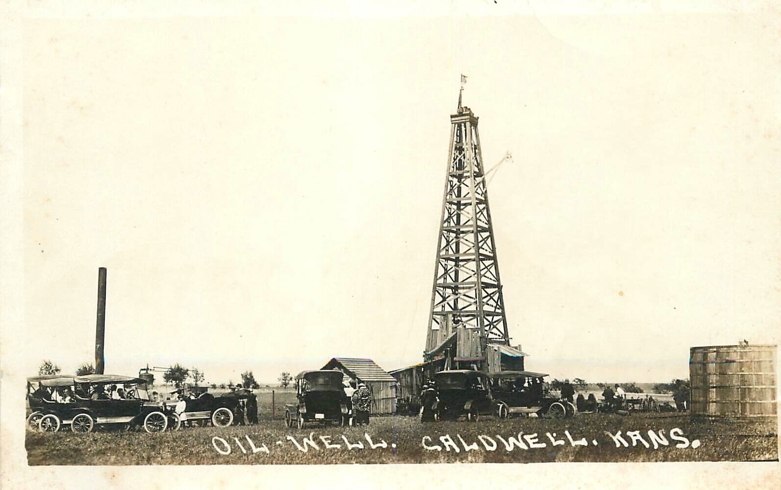RPPC Photo postcard C-1910 Kansas Caldwell Oil Well 22-13551