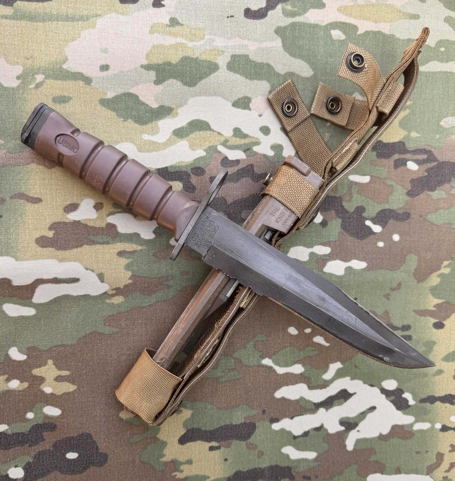 Original USGI USMC OKC3S Marine Corps Knife & Scabbard Ontario Knife Co 3S