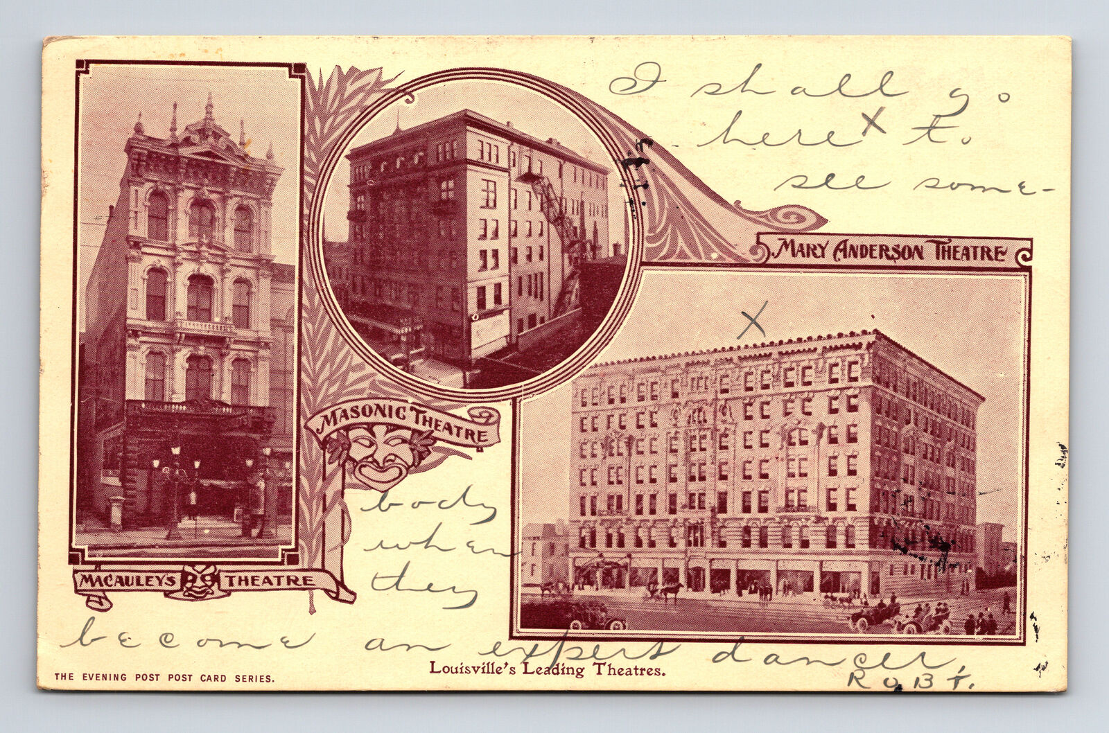 c1906 Louisville Kentucky KY Leading Theatres Multi-View UDB Postcard