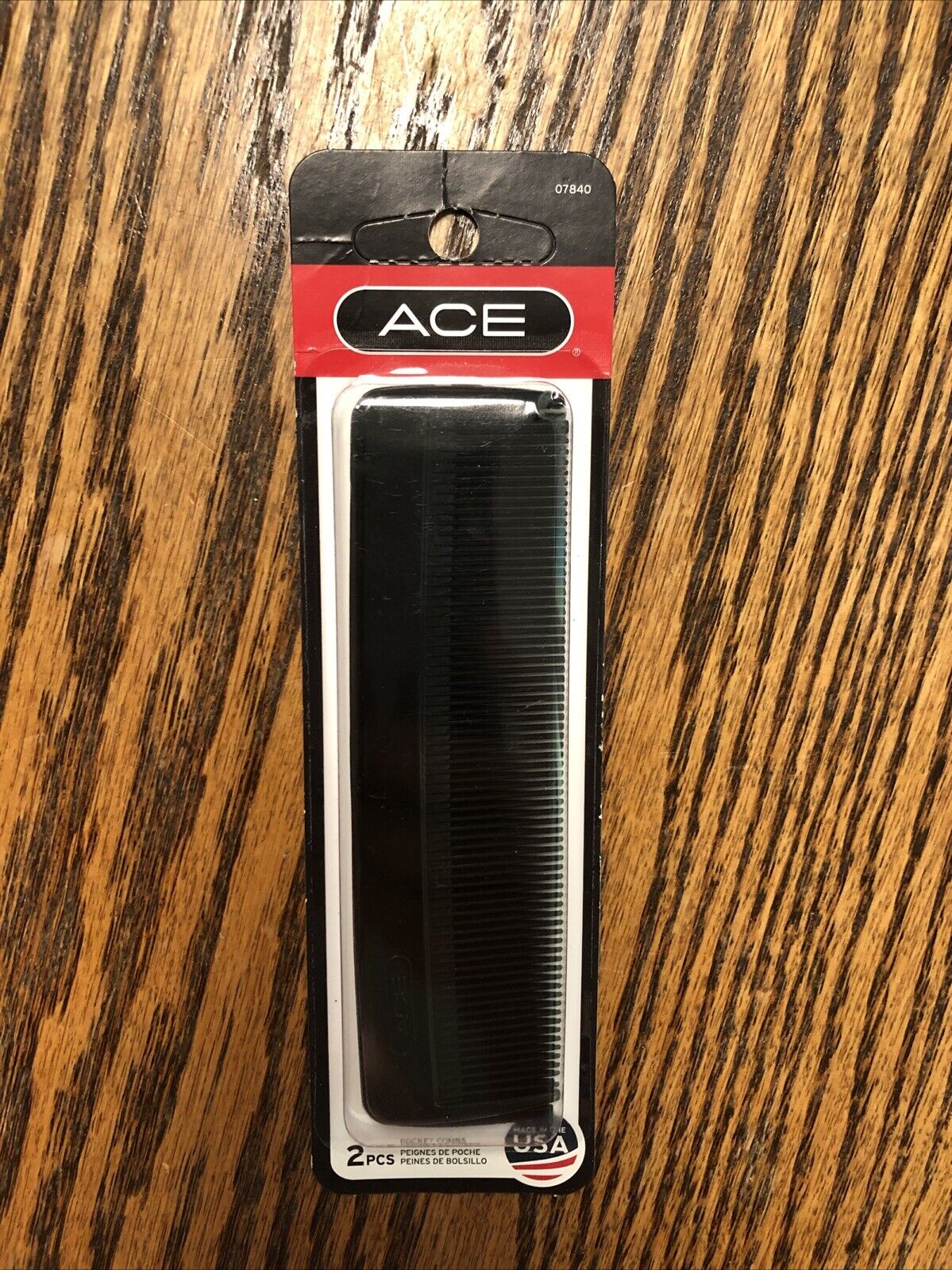 Vintage Ace Plastic Comb Black 4.75”  (2) Pack Made in USA  