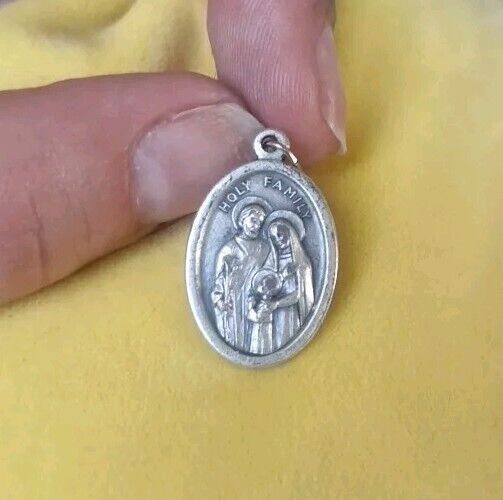 Vintage Catholic Holy Family, Holy Spirit Silver Tone Religious Medal