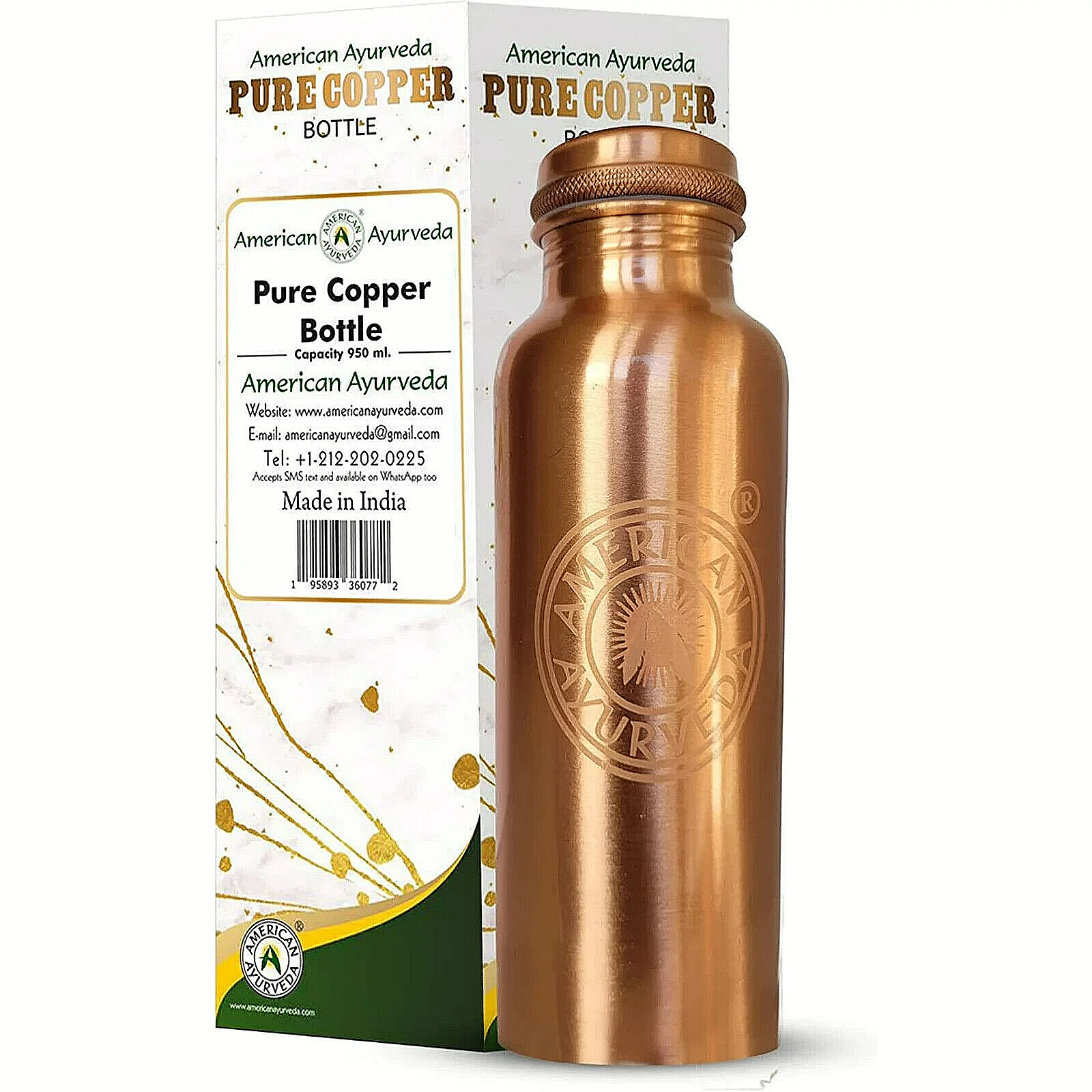 100% Pure Copper Water Bottle, Flask, Health Benefits, Natural Alkaline Water