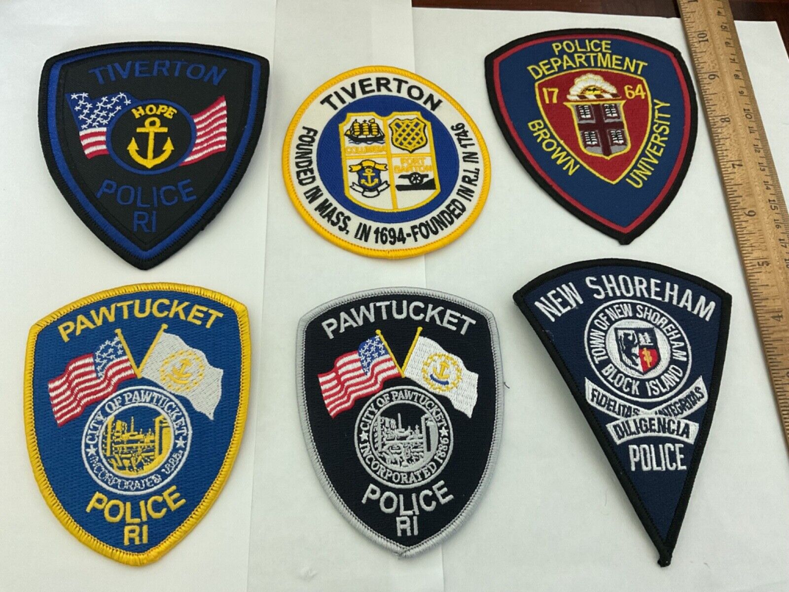 Police  Rhode Island collectable patch set 6 different titles all new full size