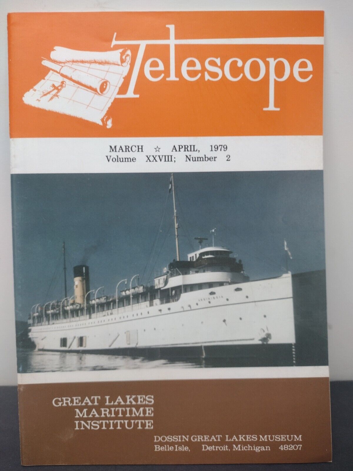 1979 TELESCOPE FROM GREAT LAKES MARITIME INSTITUTE BOOKLET DETROIT March April