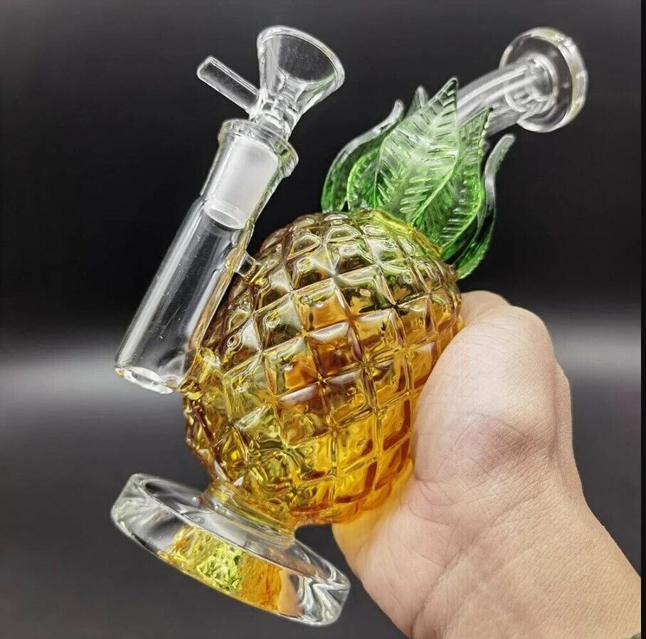 20cm Hookah Heavy Glass Bong Pineapple Smoking Water Pipe Bubbler W/ 14mm Bowl