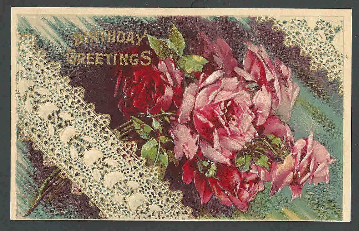 Ca 1908 PPC Birthday Greeting Embossed In Multicolors Mint