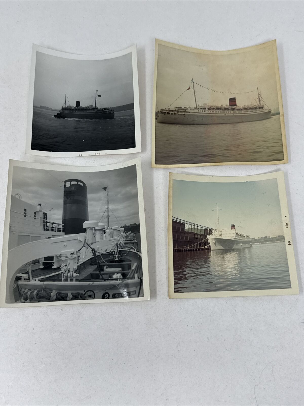 4 Real Photos of Queen of Bermuda Cruise Ship 1966 Snapshots Color and B&W