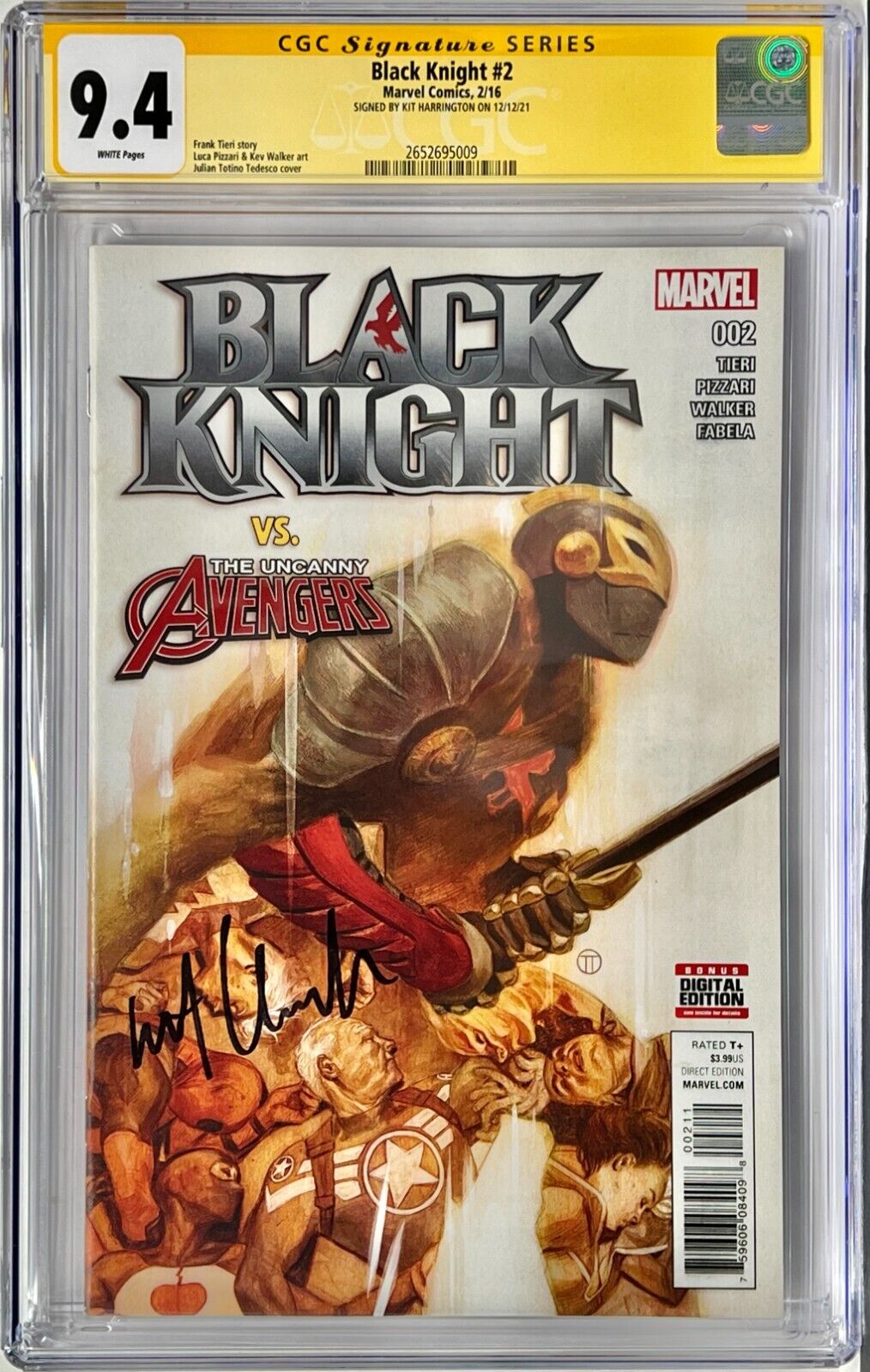 CGC Signature Series Graded 9.4 Marvel Black Knight #2 Signed by Kit Harington