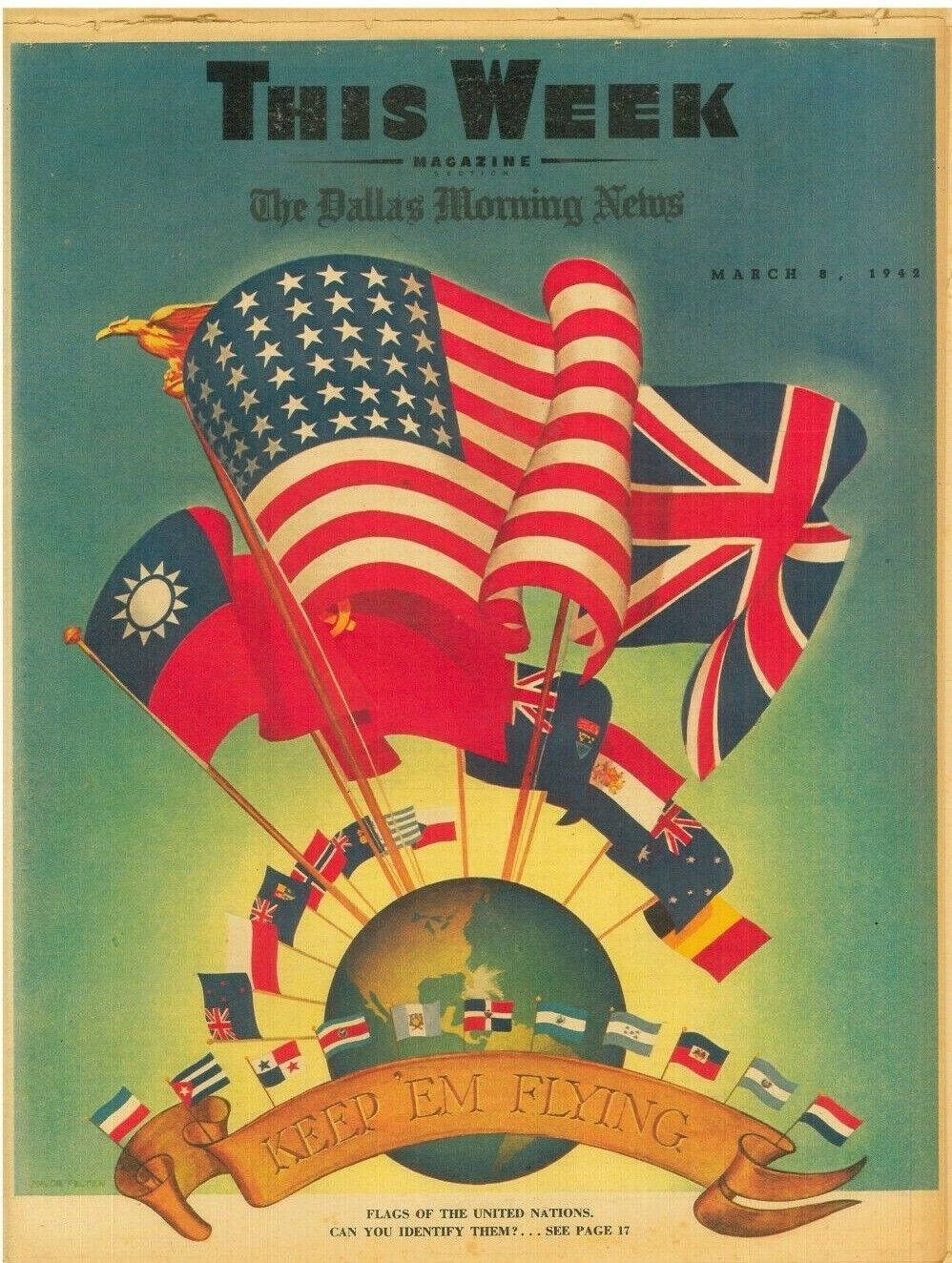 This Week Magazine March 8 1942 Allan Bosworth Maurice Maeterlinck Major Felten