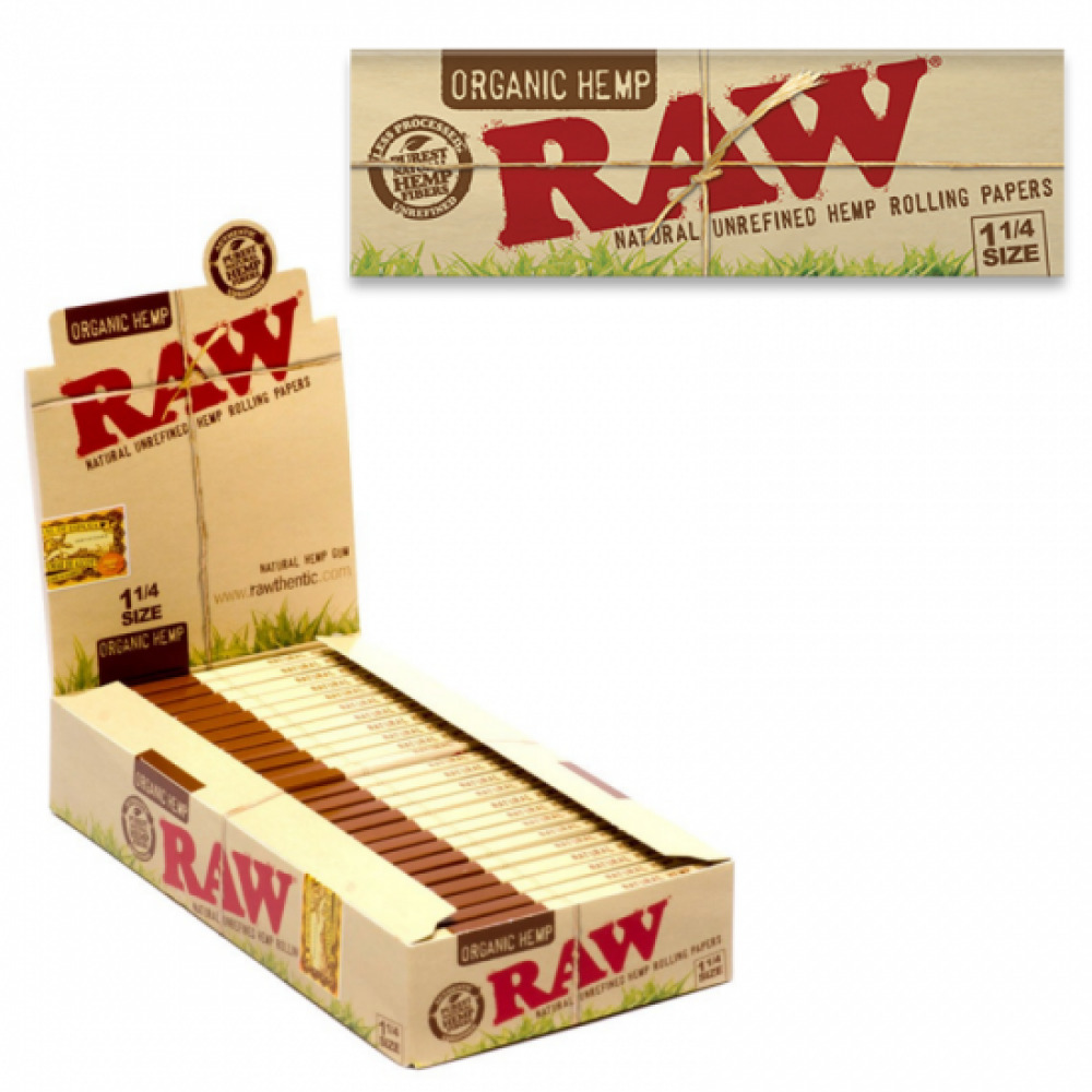 RAW Organic Hemp 1 1/4 Rolling Papers 24ct Display- 100% Authentic-FREE SHIPPING