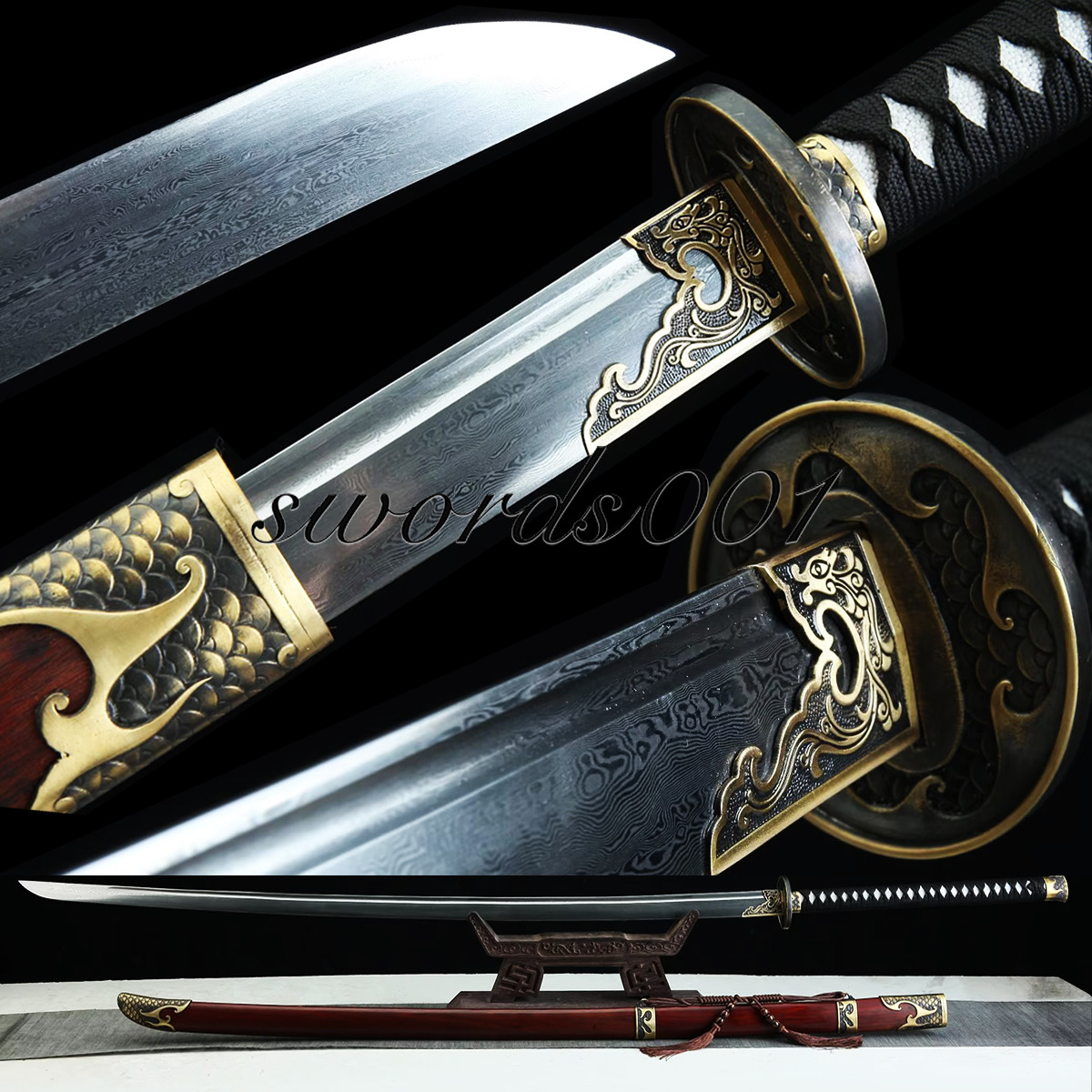 59'' Sharp Miao Dao Broadsword Chinese Saber Folded Steel Dragon Scale Fittings