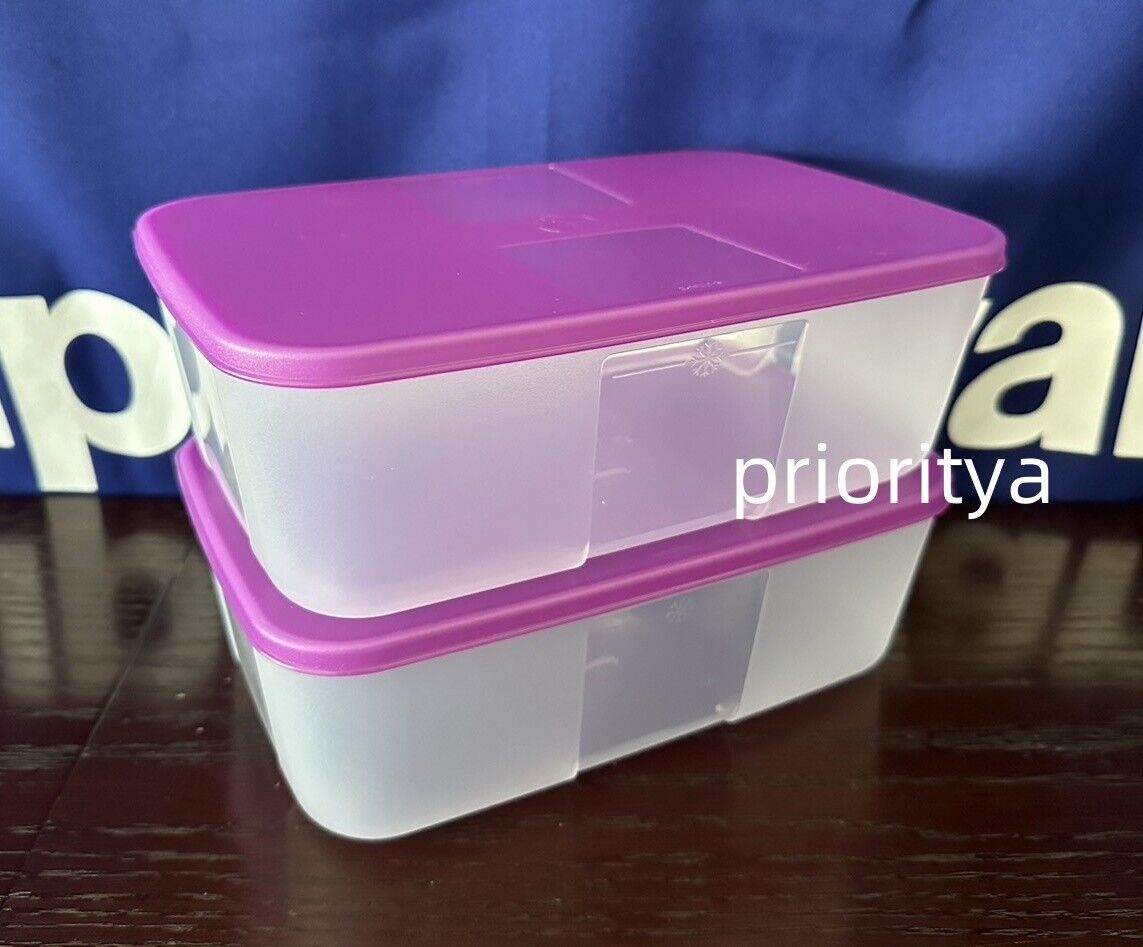 Tupperware Freezer Mates Medium #2 Container 1.5L/6c Set 2 Purple Seal New