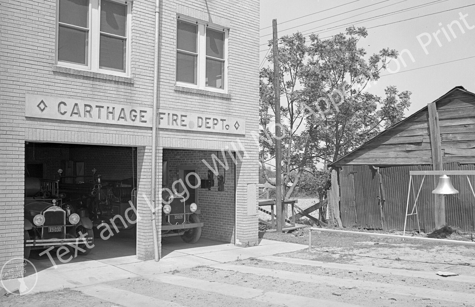 1939 Fire Station and Bell, Carthage, Texas Vintage Old Photo 11\