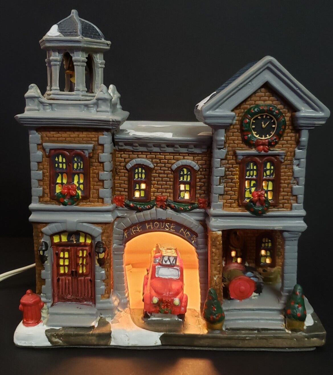 Holiday Time Christmas Village Town Fire Station House 2014 Bell Tower