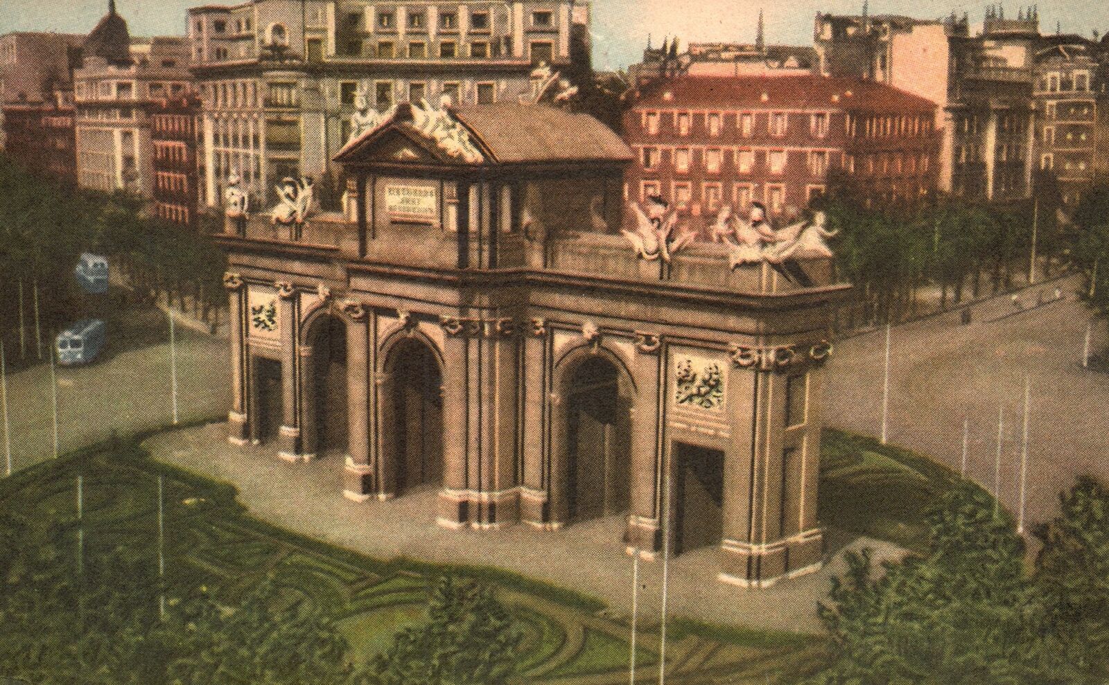 Vintage Postcard 1910\'s The Alcala Gate Calle de Alcalá Longest St. Madrid Spain