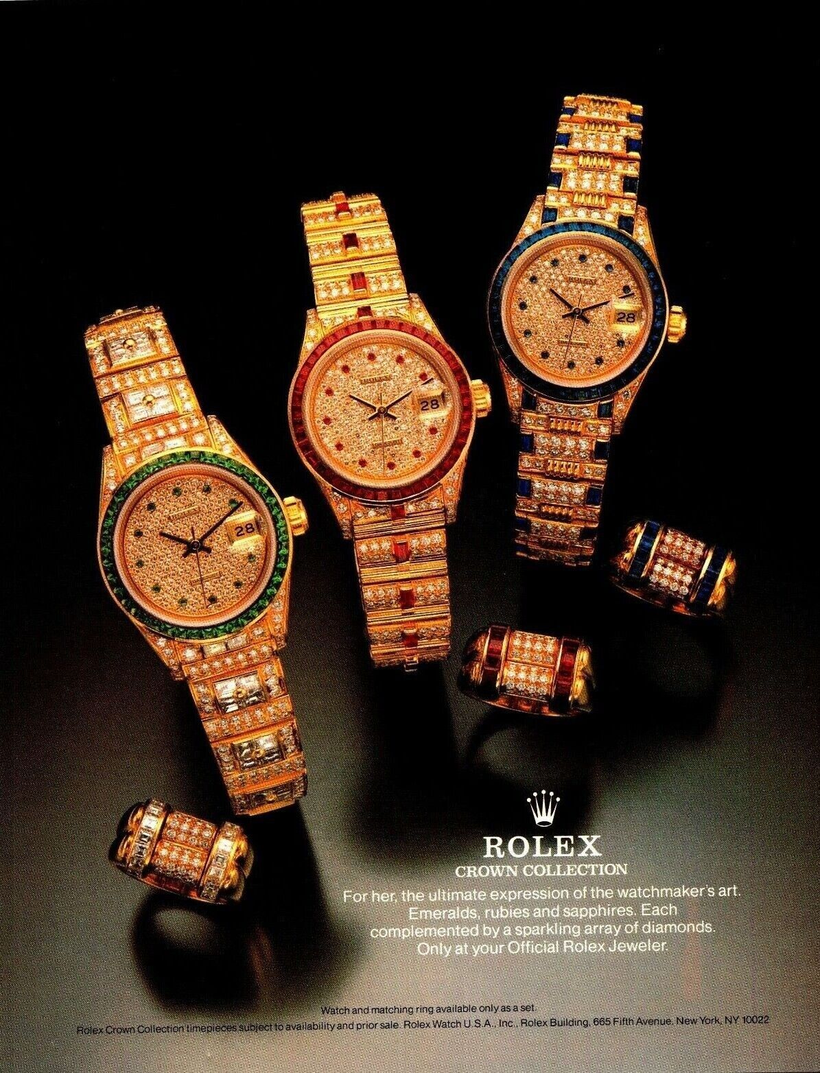 Vintage 1987 Rolex Crown Collection Watch Print Ad High Quality Print Gloss