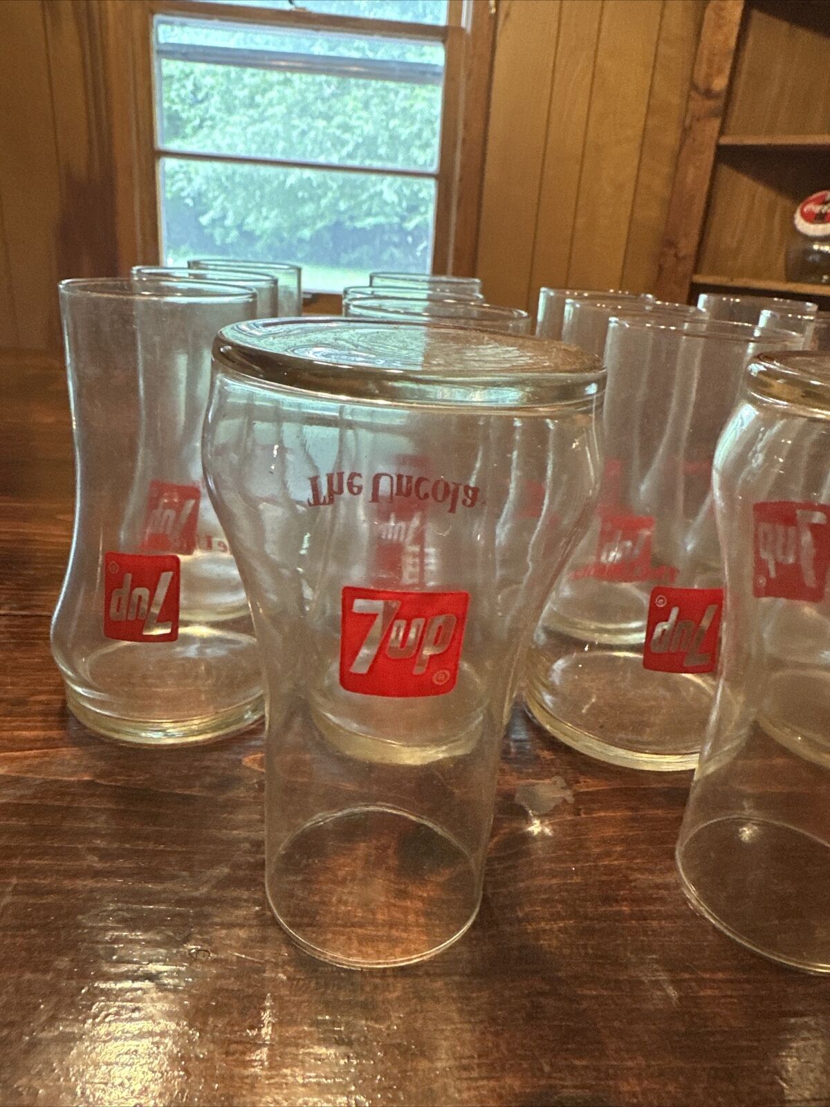 (14)  1970s 7up The Uncola Upside Down Glasses Nise Set To Have.