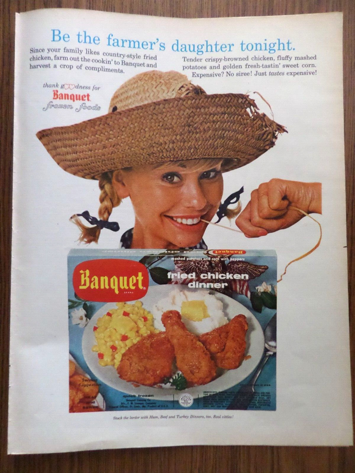1965 Banquet TV Dinners Ad Fried Chicken Dinner