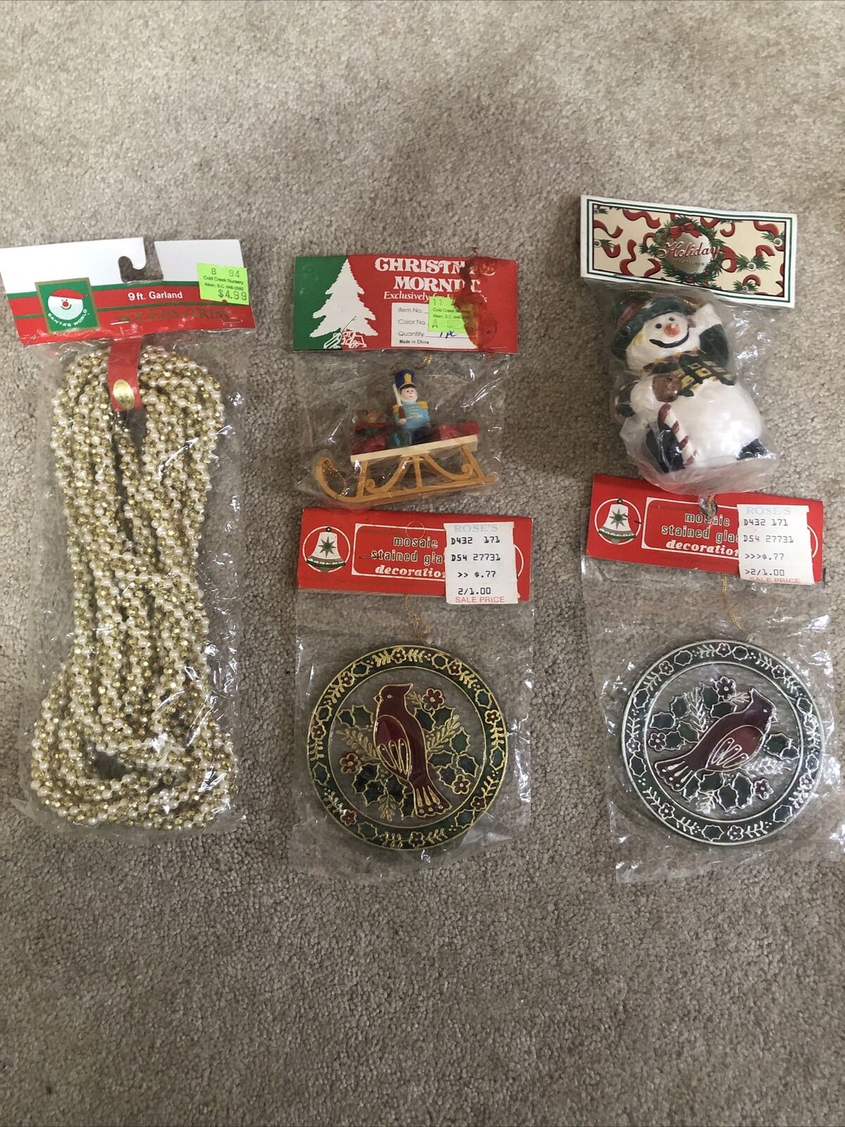Lot Of 5 Unopened Vintage Christmas Ornaments 