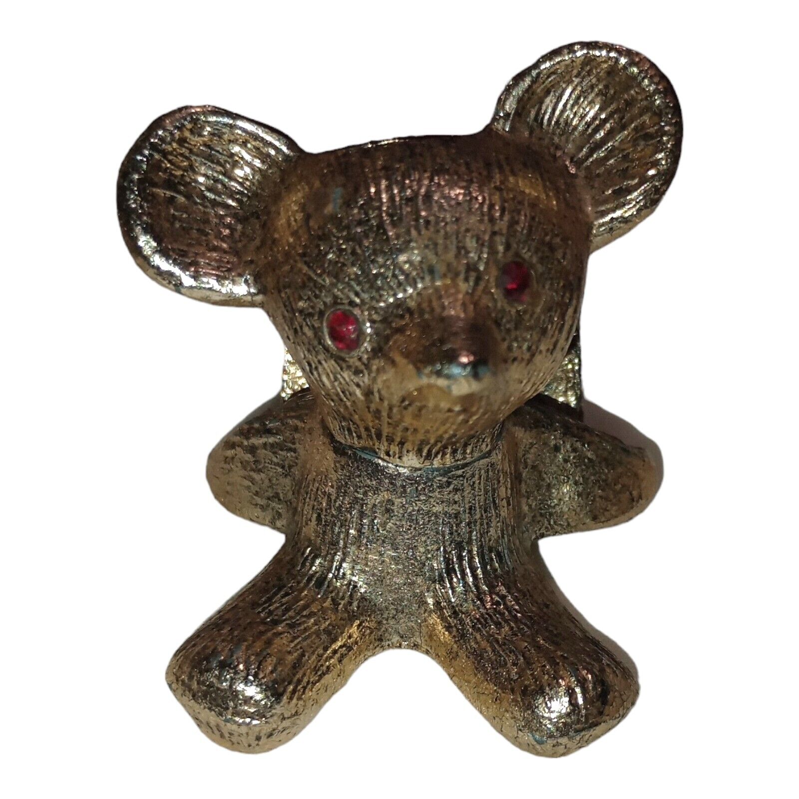 Vintage Rare Metal Red Jewel Eyes Card Holder Teddy Bear Or Koala Heavy
