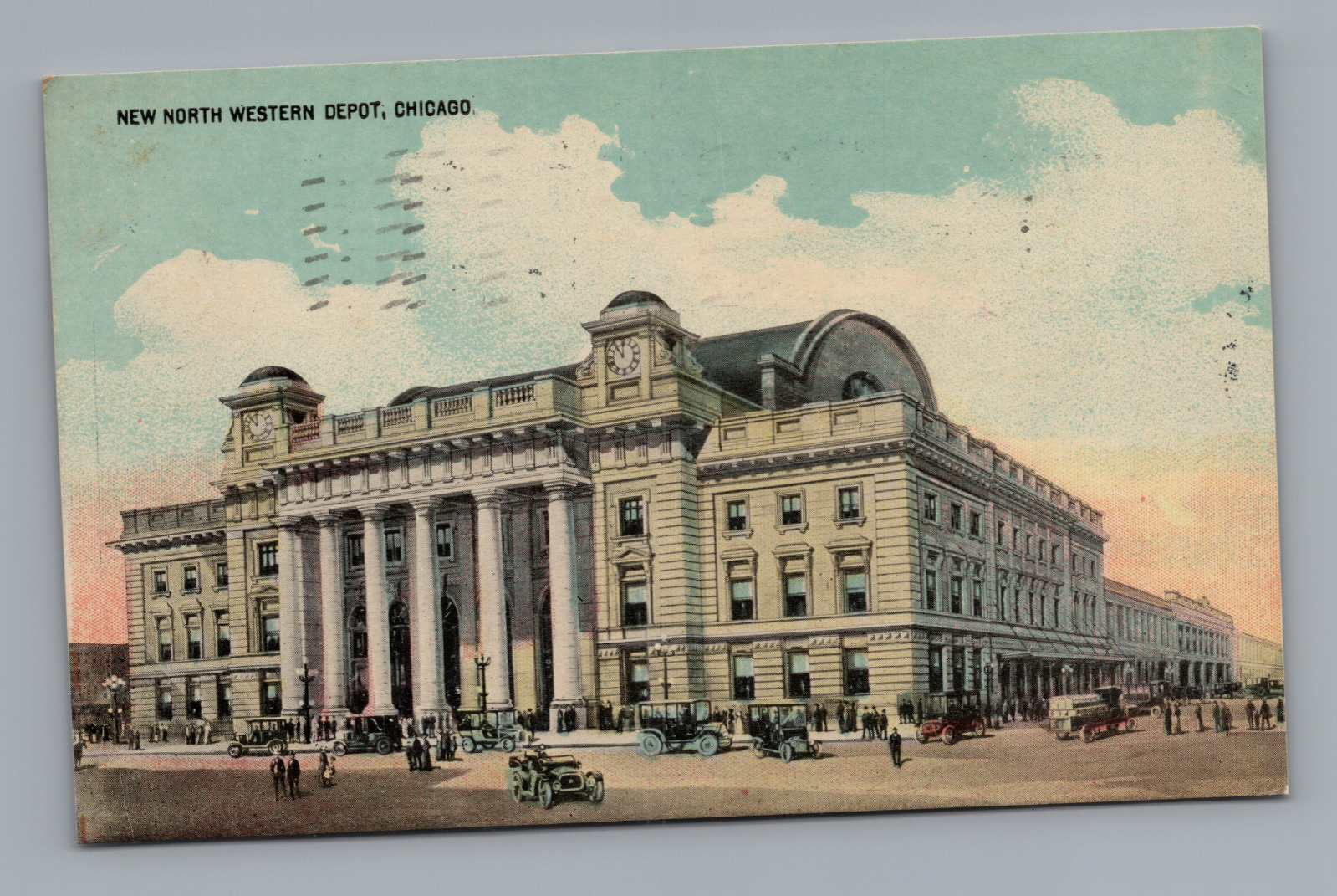 Postcard New North Western Railroad Depot Station Chicago Illinois *A4178