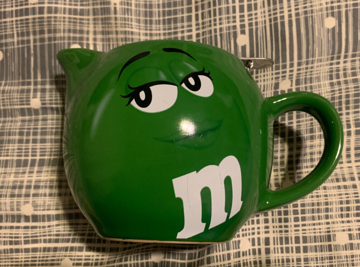 M&M Candy Green M & M Ceramic Teapot Mrs Horny Retro Tea Infuser Devilish Smile