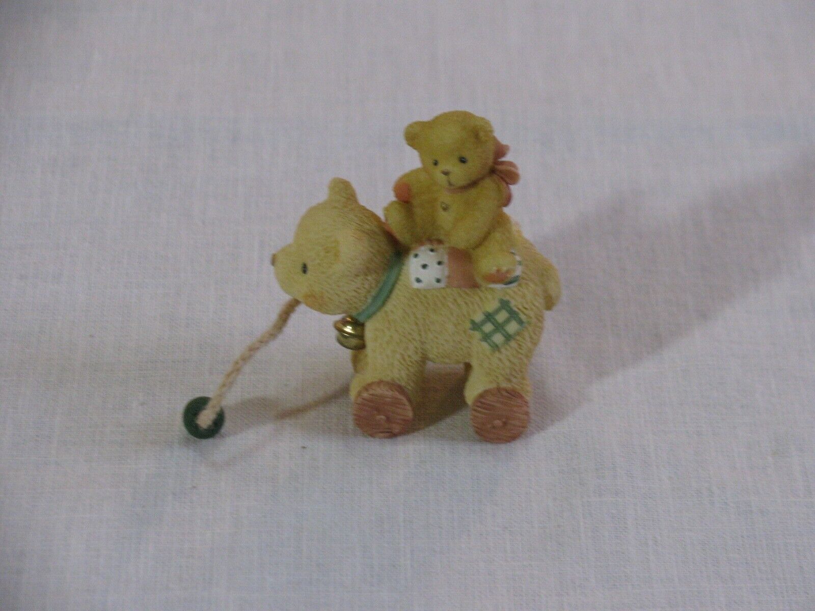 Vtg Cherished Teddies Toy Bear w/Teddy on Back Figurine, No #, 1999