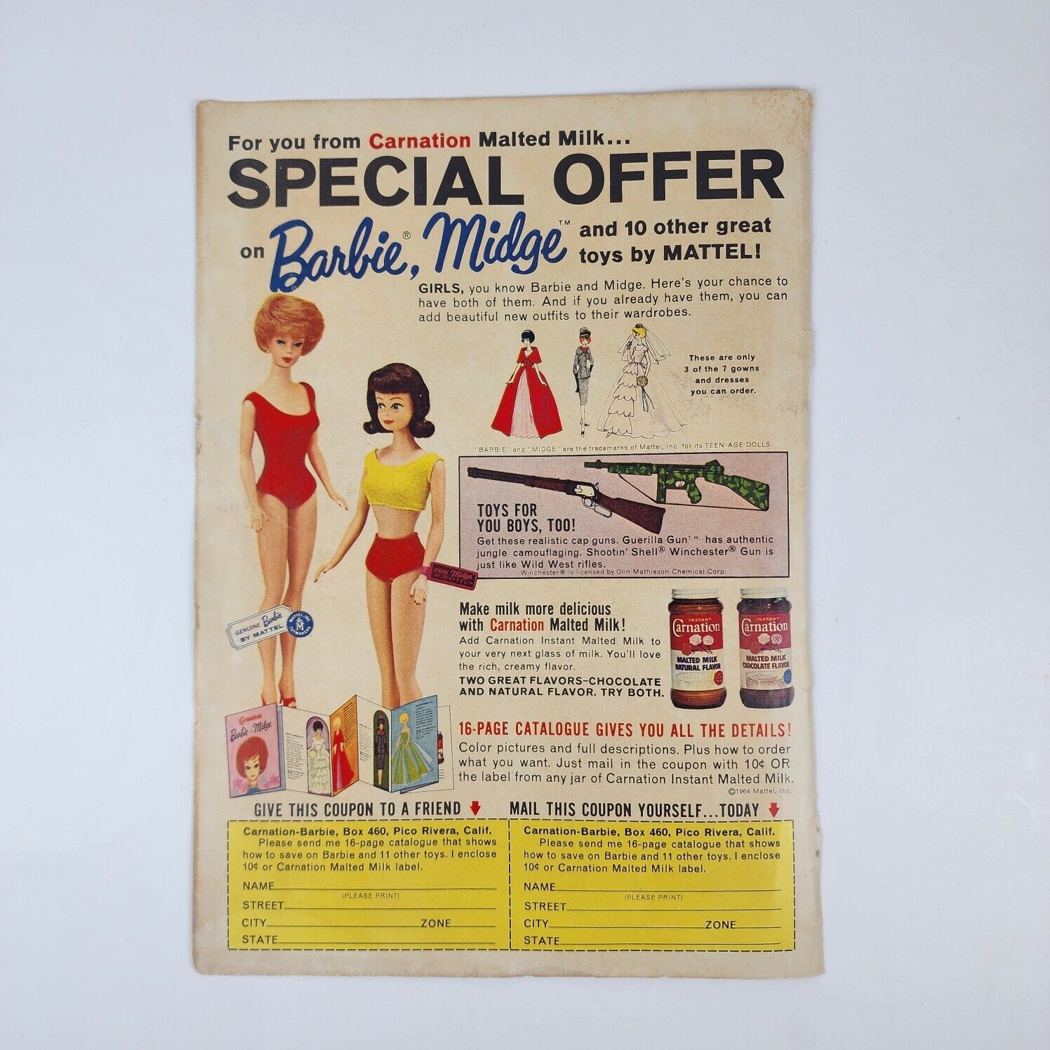 1964 Carnation Milk - Barbie, Midge Doll Advertisement Ad Page