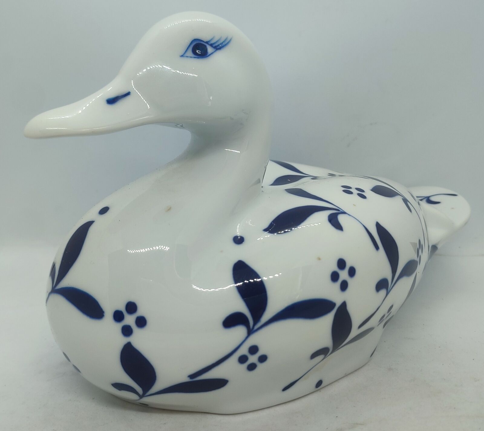 Gallo Design Royal Hand Painted White & Blue Ornamental Duck