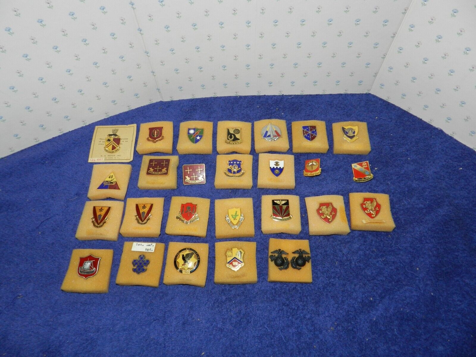 Lot of 26 Vintage Clutch Back Metal Enamel Military Insignia Assorted