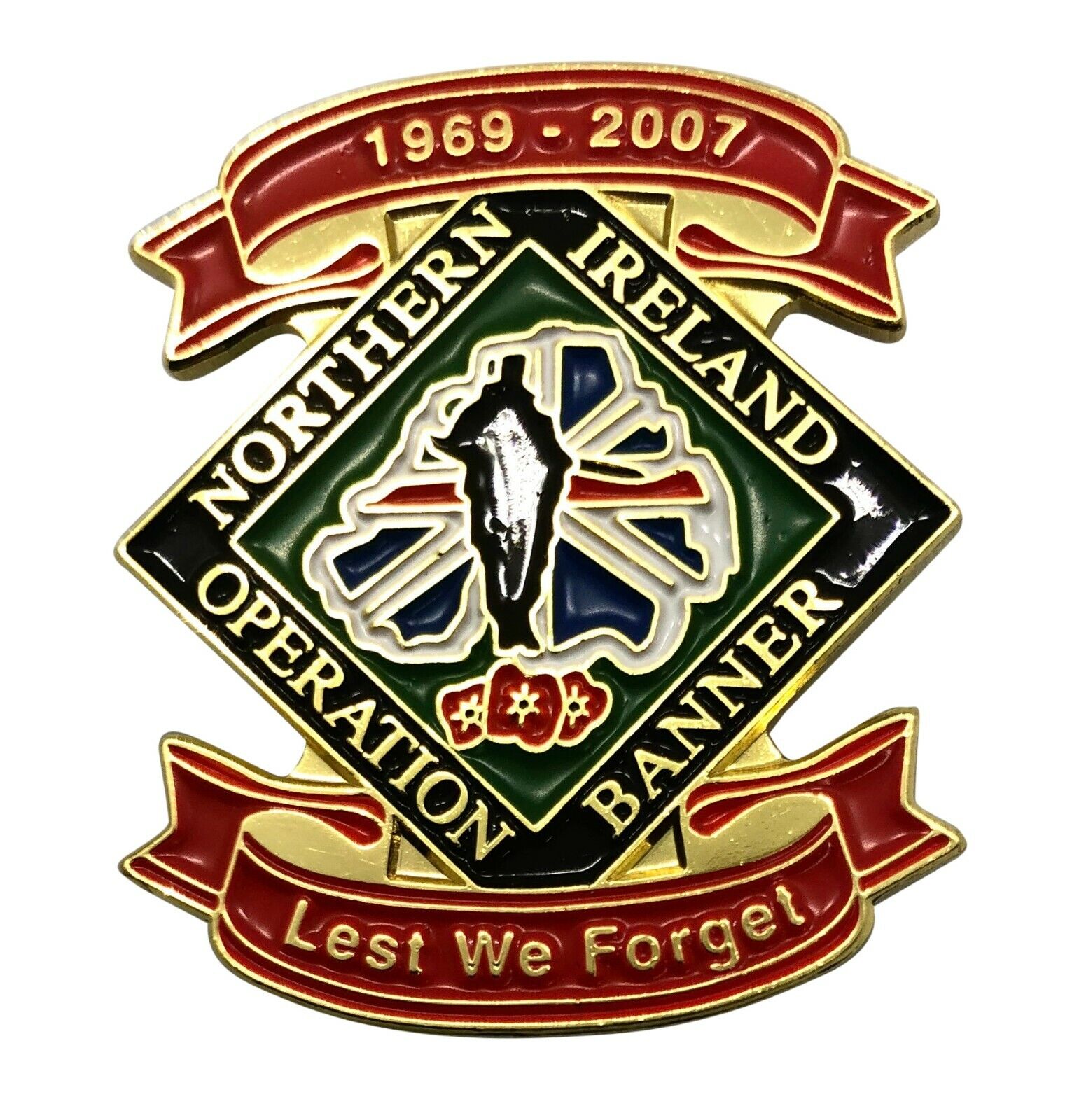 BRITISH ARMED FORCES OPERATION BANNER NORTHERN IRELAND  ENAMEL PIN BADGE