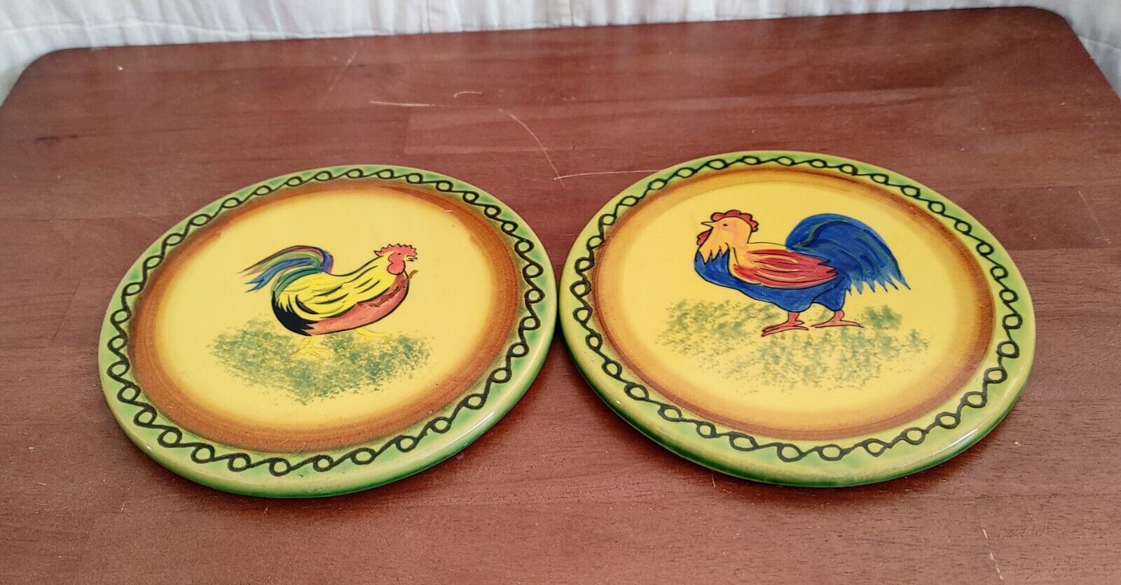 Vintage Euro Ceramica Inc Chicken And Rooster Trivets